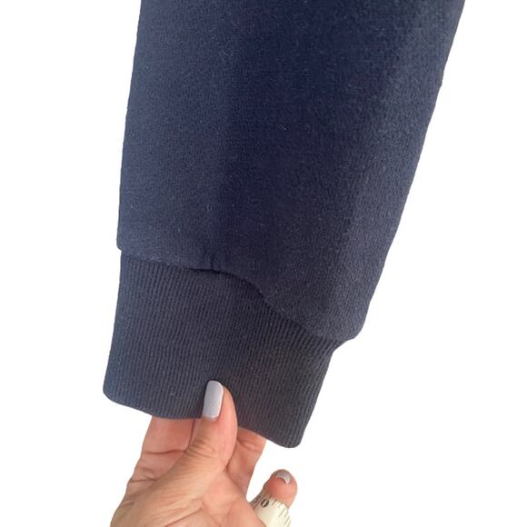 J. Crew Navy Blue Striped Cozy Cotton Blend Pullover Sweatshirt Women Sz L - Picture 5 of 10